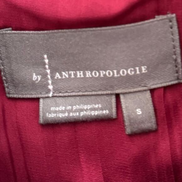 BY ANTHROPOLOGIE Relaxed Shimmer Popover Blouse Top Burgundy S Office Siren - Picture 4 of 7